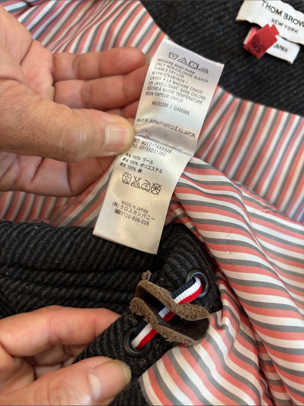Thom Browne 4-Bar Charcoal Wool Hooded Jacket Grey Size 4 L/XL - Picture 12 of 16
